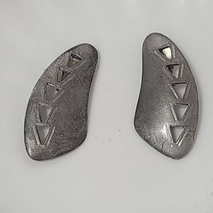 Vintage Ben-Amun Metallic Bold Rounded Triangle Geometric Chunky Earrings